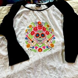 Disney Coco baseball style tee with sheer white